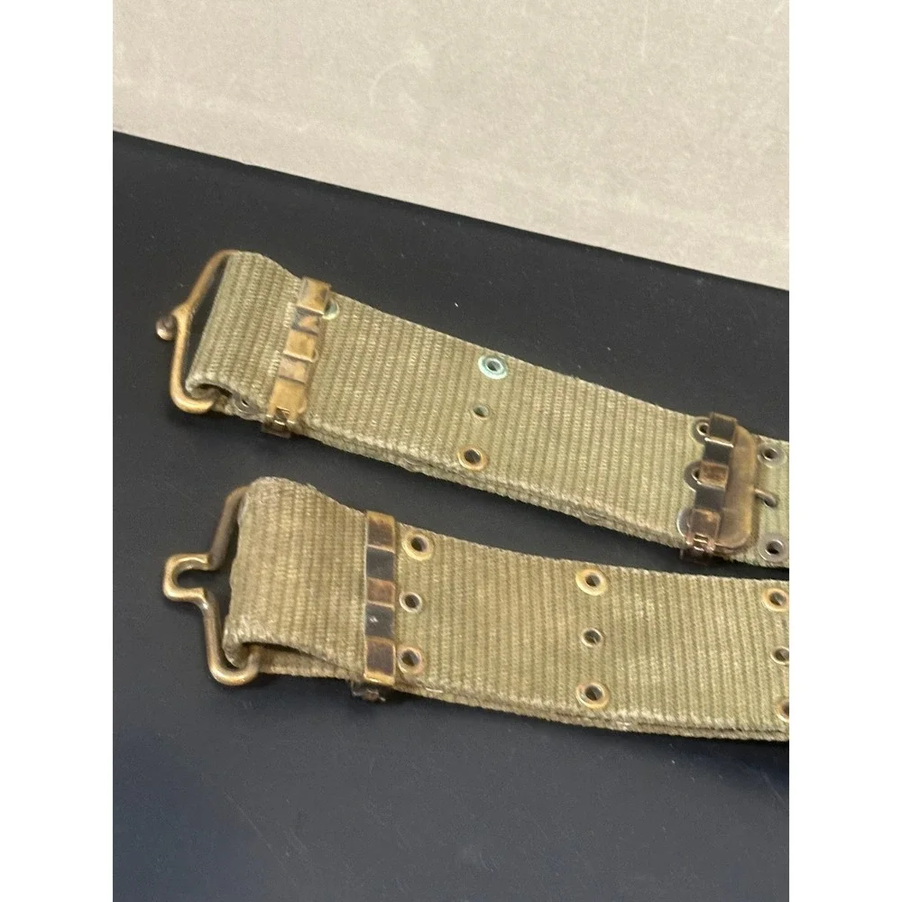 Vintage Military Web Belt Olive Drab Canvas Utility Tactical Eyelet Belt 43 Inch